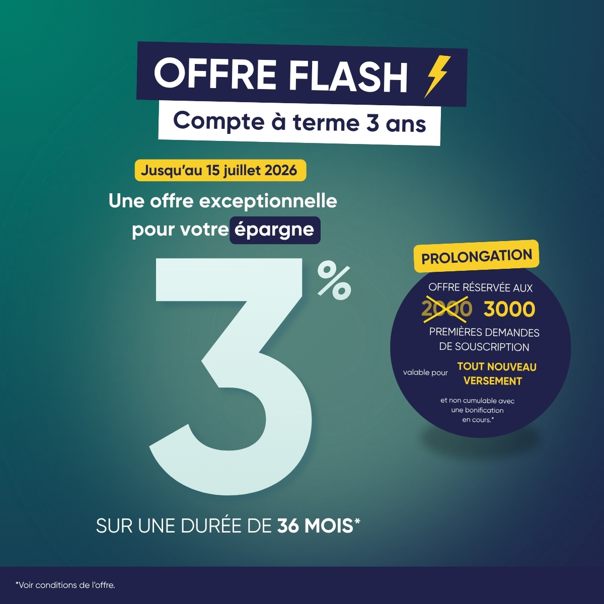 Offre flash CAT 3 ans